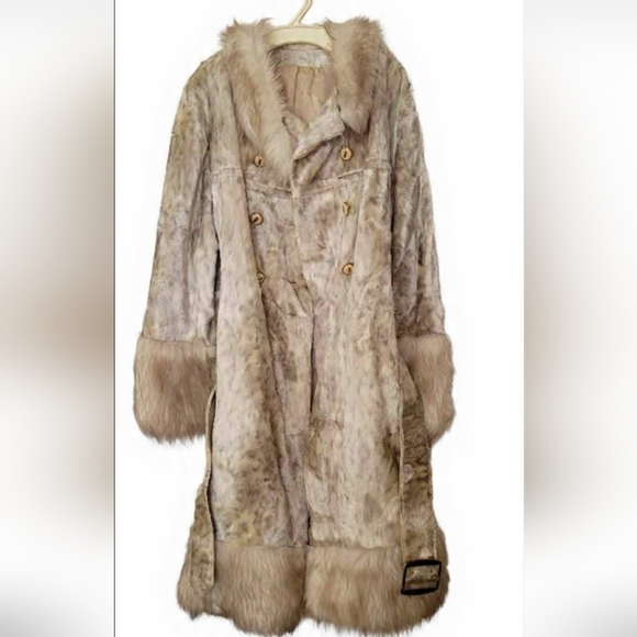 Vintage Jackets & Blazers - Elegant Real Rex Rabbit Fur Women's Coat With A  Fur Belt, Vintage 60s PennyCoat